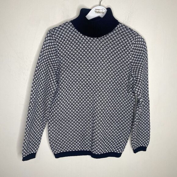 Karen Scott Black & White Cotton Turtleneck Sweater Petite Small - Picture 2 of 11